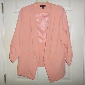 Torrid Coral Ruched Sleeve Blazer